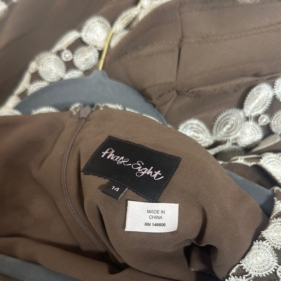 Phase Eight 12 Praline/Cream Layered Lace Occasion Shift Dress & Shrug - Picture 2 of 8